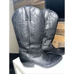 Rudel Roger's Cowboy Boots Men's Black Leather US Size 9.5 Made In Mexico